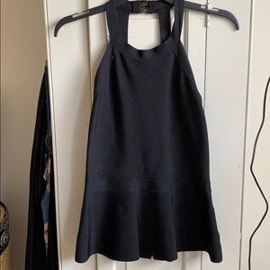 Black peplum backless top